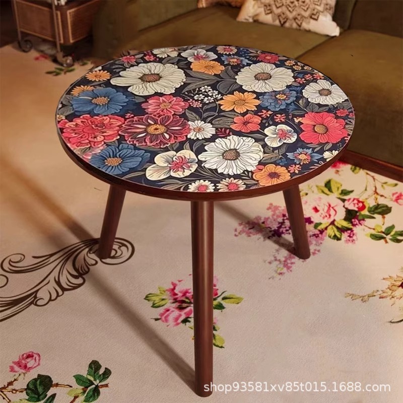 Mandala Side Table Coffee Table Sofa Scandinavian Pattern Popular Bedroom Table Living Room Bedside Balcony Corner Table Small Round Table