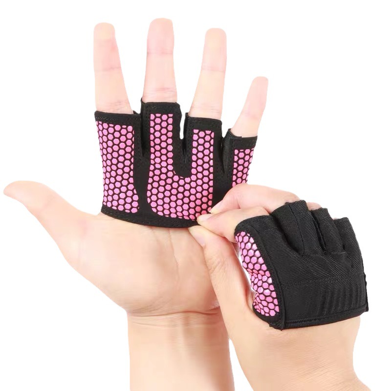 專業空中瑜伽健身手套防滑透氣運動透氣器械訓練四指半指手套男女