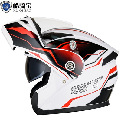 Motorcycle Safety Supplies – Flip-Up Helmet, Electric Riding - white-gt-flower-m