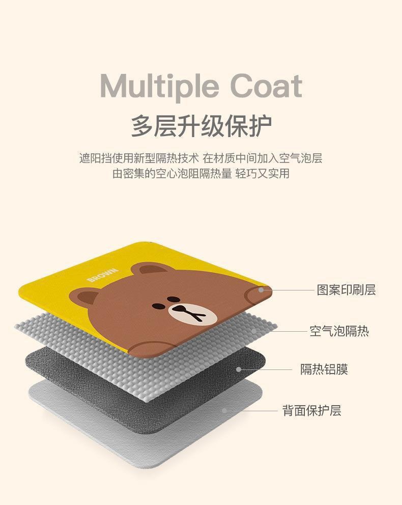 Line Car Sunshade Curtain Sunshade Front Windshield Sunshade Glass Sunshade Board Linefriends Car Window