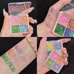 BAOZILAN four-color sequin eye shadow glitter children's gel stage makeup bling glitter eye shadow palette cross-border