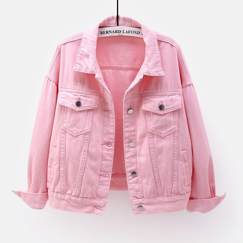 Denim Jacket for Women, Loose Fit, Spring and Autumn, Korean Style, Colorful Versatile 2026 Short Pink Top, Long-Sleeve Jacket Denim Jacket for Women, Loose Fit, Spring and Autumn, Korean Style, Colorful Versatile 2026 Short Pink Top, Long-Sleeve Jacket