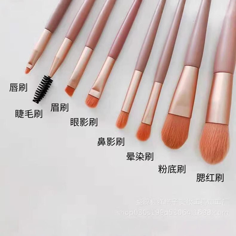 8 mini pinceles de maquillaje traje sombra de ojos cepillo corrector cepillo suelto portátil suave cepillo de pelo transfronterizo herramientas de belleza