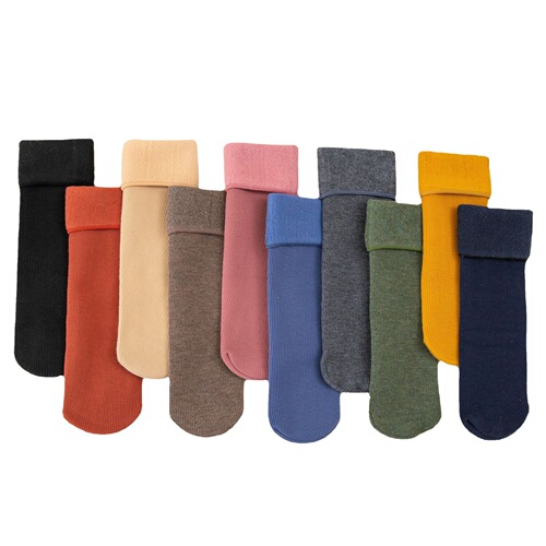 Unisex autumn and winter mid-length snow socks for women, pile socks, thickened velvet, warm straight floor socks, non-slip