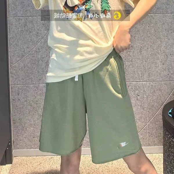 New loose and comfortable pure cotton outdoor sports shorts for men and women, breathable loose embroidered knee-length shorts DX0767-386