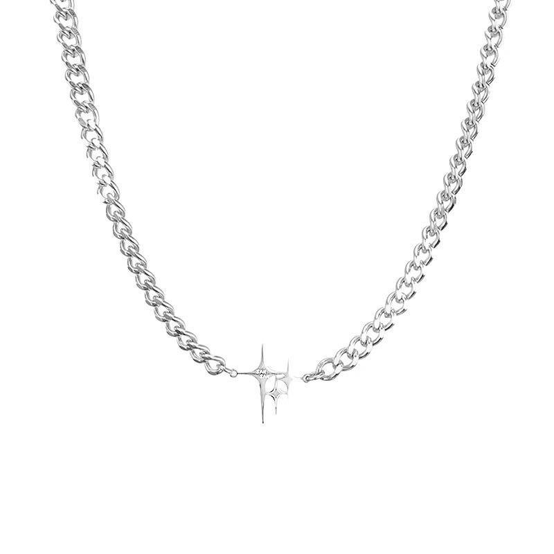 Jackson Wang Style Starburst Cuban Chain Necklace For Men Titanium_voghion.com