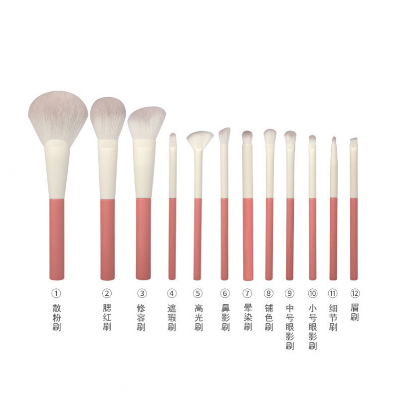 Juego de 12 pinceles de maquillaje de la serie navideña Juego completo de pinceles para polvos sueltos, pinceles para sombras de ojos, base, pinceles correctores, herramientas de maquillaje de pelo suave