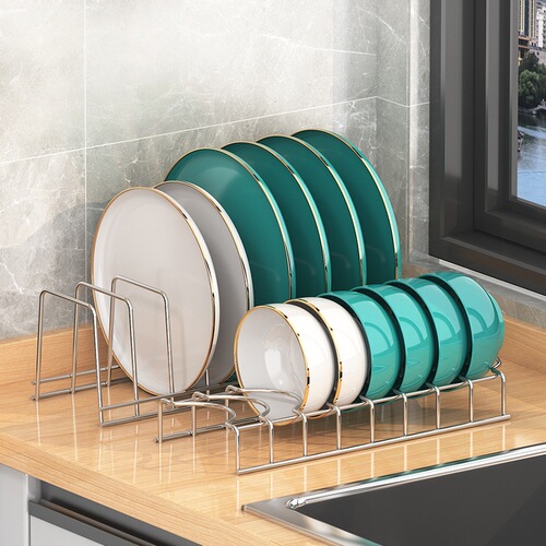 Stainless steel dish storage artifact plate desktop drain rack kitchen rack with dish rack dish storage bracket