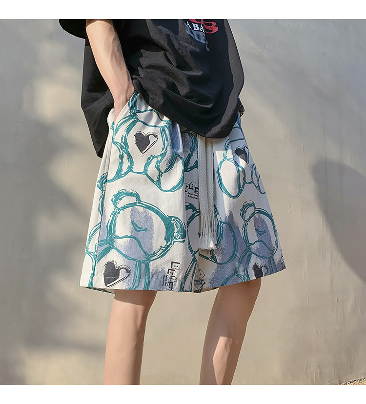 Casual Shorts For Men, Loose Fit 5-Inch Beach Shorts With Print, Lightweight Quick-Dry Athletic Shorts For Summer_viptrois.com