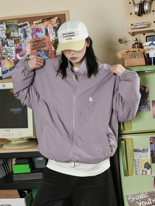 美式立领外套男女2025新款白色夹克潮牌宽松休闲运动百搭户外上衣|undefined