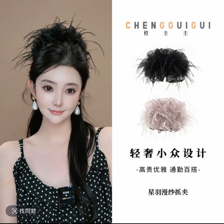 Cheng Guigui【Star Feather Veil】Shark Clip - Exquisite and Sophisticated Versatile Hair Clip Accessory Cheng Guigui【Star Feather Veil】Shark Clip - Exquisite and Sophisticated Versatile Hair Clip Accessory