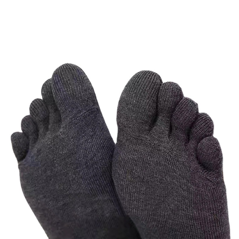 Otoño e Invierno de algodón calcetines de punta de algodón de fibra de cobre desodorante antibacteriano corriendo calcetines de media pantorrilla hombres y mujeres sudor-absorbente de cinco dedos Calcetines