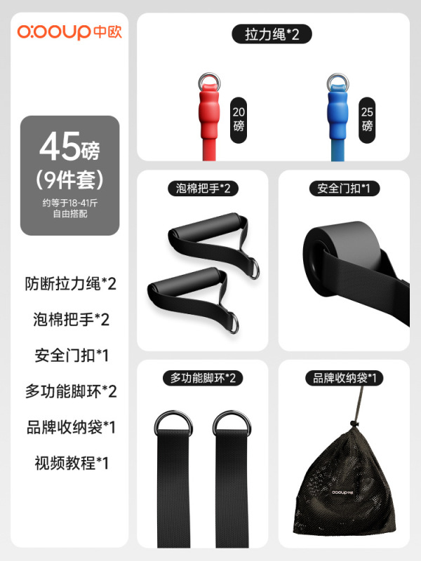 拉力绳家用健身弹力带女弹力绳开肩练背练腿挂门高位拉训练神器|undefined