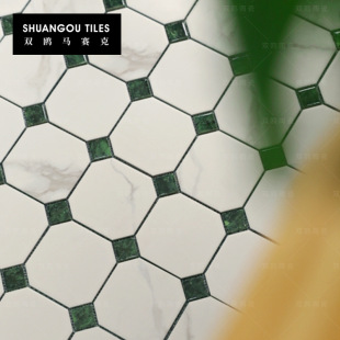 Carrara Large Flower Green Dark Green Imitation Stone Mosaic Indoor Bathroom Bathroom Kitchen Wall and Floor Ceramic Tiles