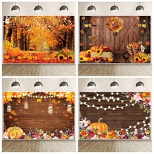 厂家销售秋季南瓜木板灯感恩节写真摄影背景布影楼道具批发5x3ft