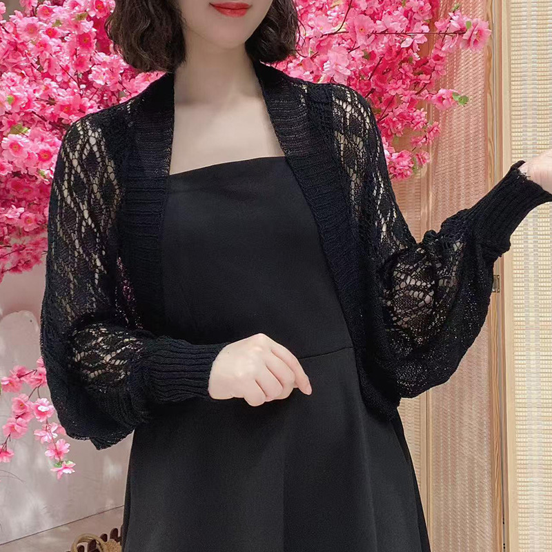 夏季镂空披肩女外搭配连衣裙吊带空调房护肩显瘦透气防晒薄款坎肩|undefined