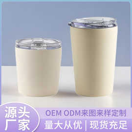 跨境12OZ保温杯304双层真空咖啡杯ins风牛奶杯个性化定制礼品水杯