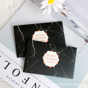 Factory wholesale silver cleaning cloth black marble new jewelry polishing cloth polishing tools 7*10 printable logo