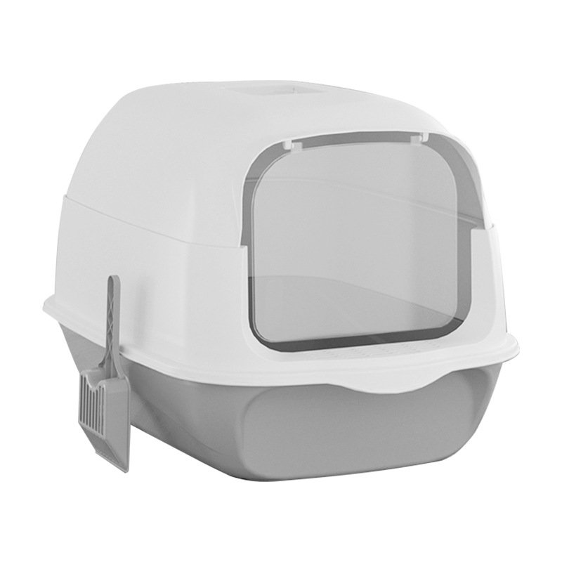 Caja de arena para gatos totalmente cerrada cubierta antisalpicaduras de gran tamaño extraíble y lavable gato inodoro PP material fabricante en stock pelo rápido