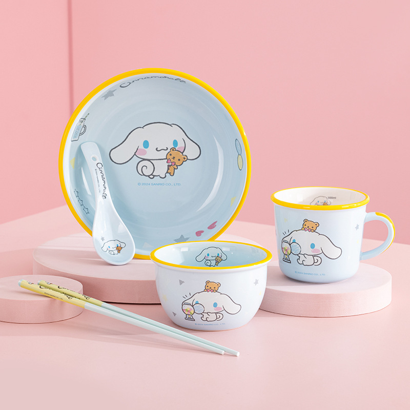Sanrio Jade Dog Ceramic Bowl Home Cute Tableware Children's Eating Bowl High-Looking Personalized Bowl and Plate Set