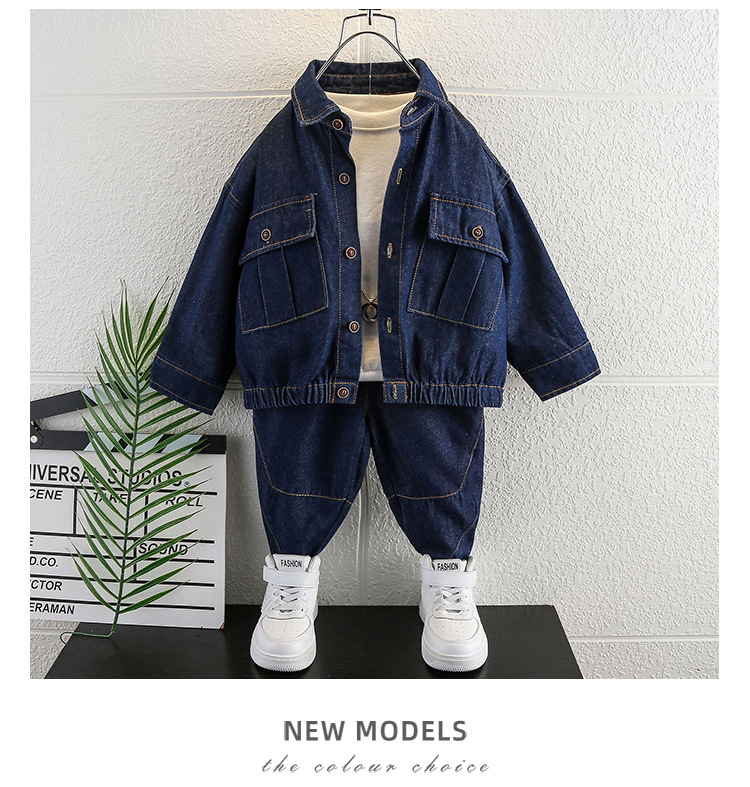 Besticktes Cowboy-Set für Jungen 2024 Frühlings- und Herbstkleidung, hübsches zweiteiliges Set mit trendiger Marke, mittelgroß und klein_voghion.com
