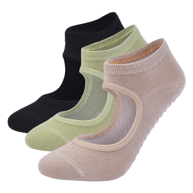 [Estilo explosivo] Calcetines de yoga sin espalda de algodón peinado para mujer, ejercicios de baile, antideslizantes, ejercicios de fitness Pilates profesionales