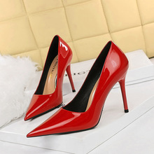 6122-8 European and American Style Simple Thin Heel High Heel Shallow Mouth Pointed Head Sexy Slim Professional OL Women's Single Shoes High Heel Shoes