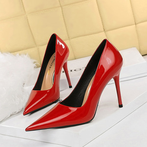 6122-8 European and American Style Simple Thin Heel High Heel Shallow Mouth Pointed Head Sexy Slim Professional OL Women