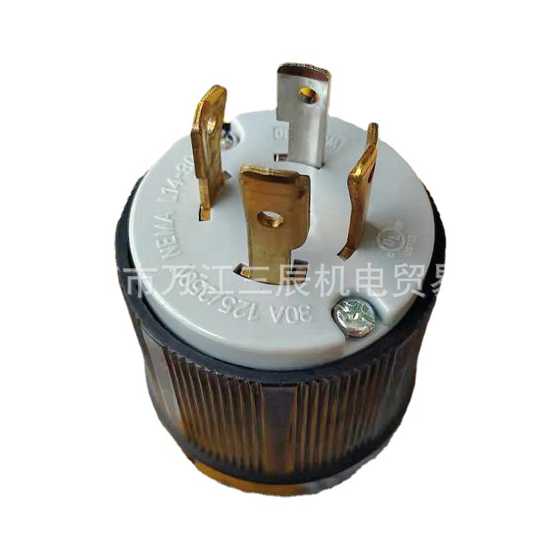台湾嵘光NEMA L14-30 引挂式插头WJ-8430 30A125V4芯防脱落UL工业