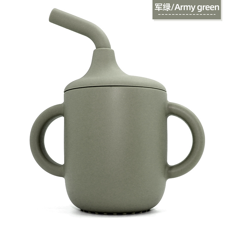 바이노럴 곡선 sippy 컵 180ml: 카키