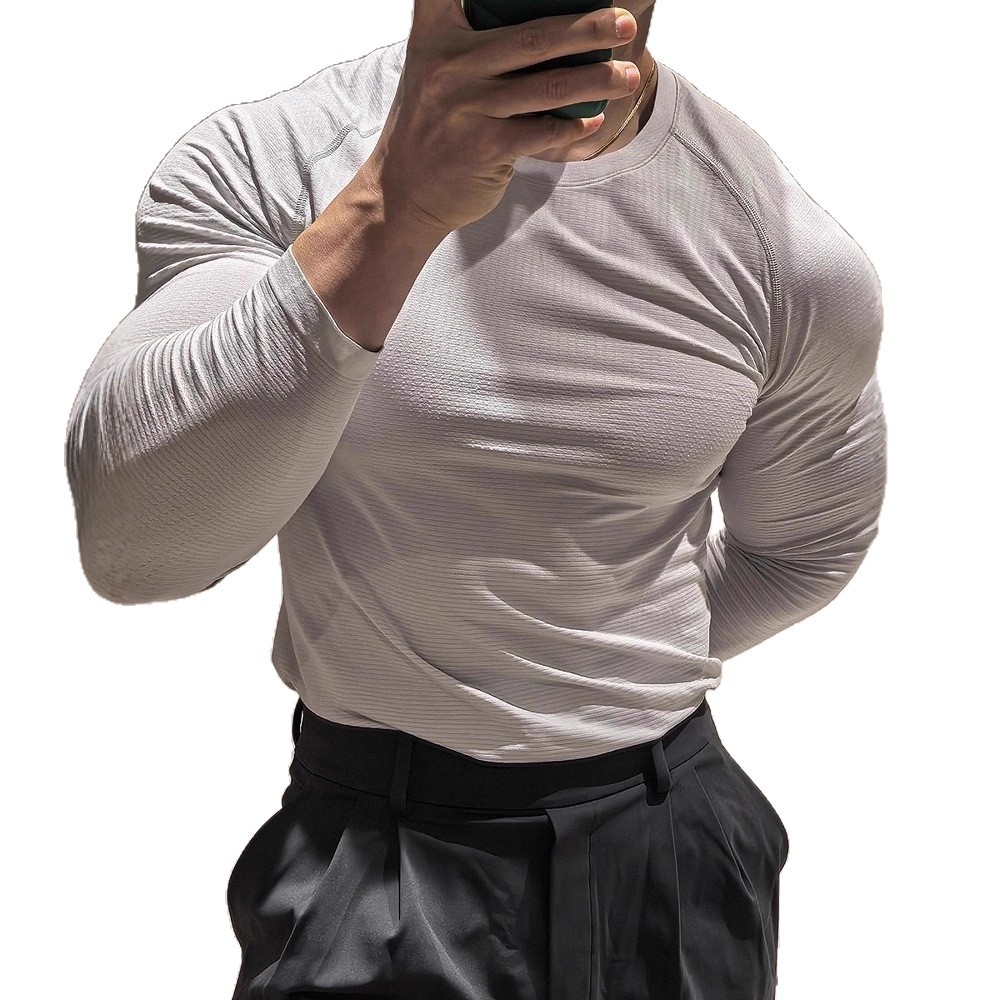 Men's Performance-Fit Round Neck Base Layer Quick-Dry Nylon Blend Athletic Tee For Gym And Outdoor 6 Mineral Tones Raglan Sleeve Anti-Odor_voghion.com
