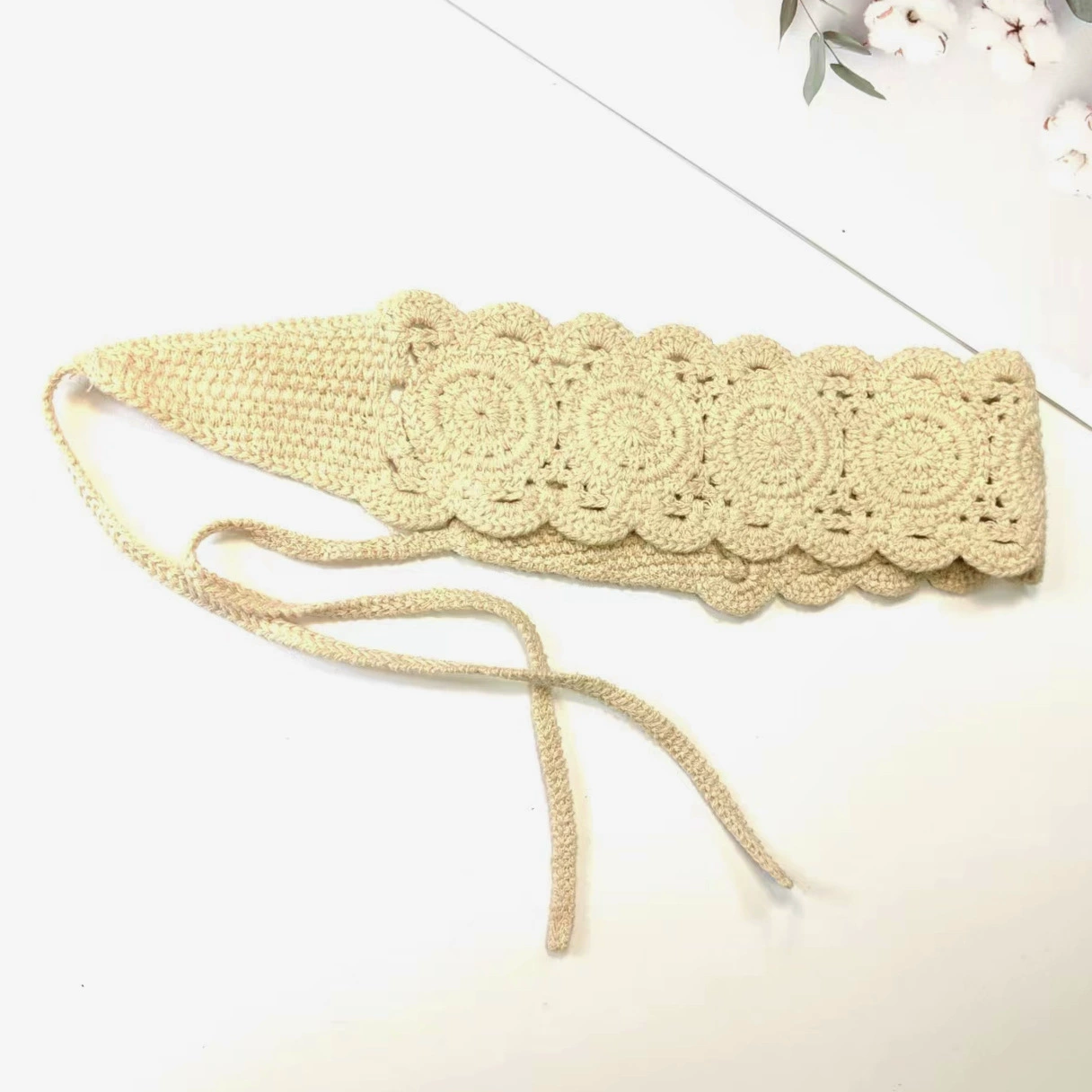 Этническая Crochet повязка на голову, тканое украшение для волос, регулируемая, яркий бохо-стиль