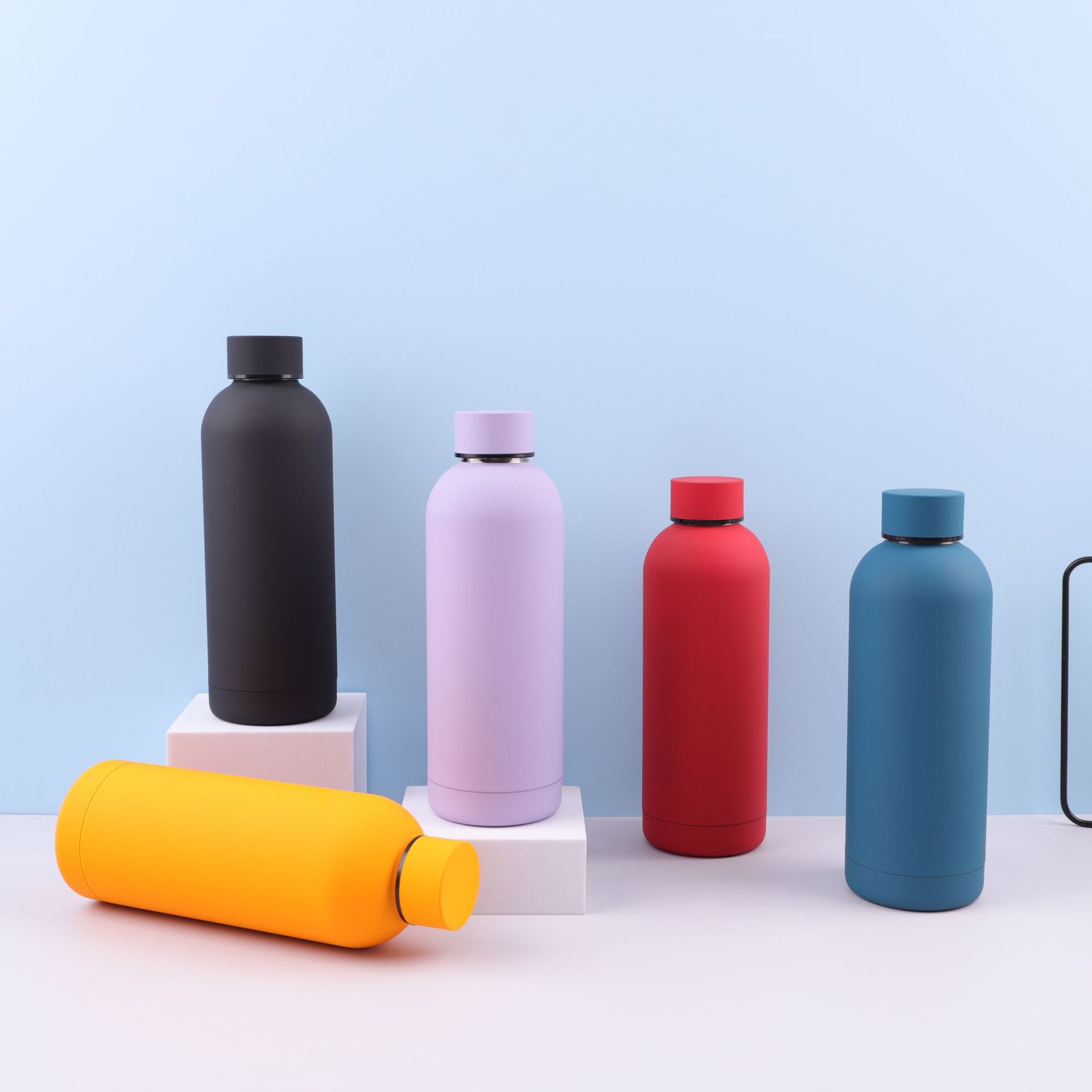 Nueva taza esmerilada 304 Acero inoxidable pequeña boca botella ventosa al aire libre deportes americanos gran capacidad taza de agua pintura botella de agua