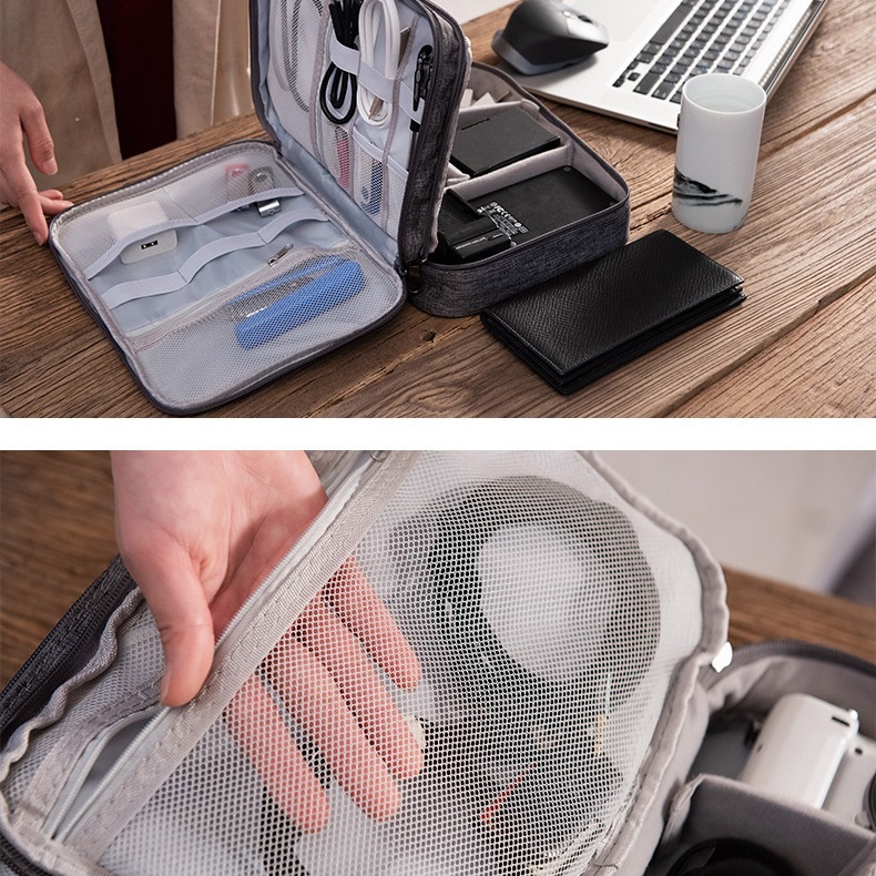(2개) 양이온 디지털 3 층 휴대용 마무리 가방 여행 여행 좋은 도우미