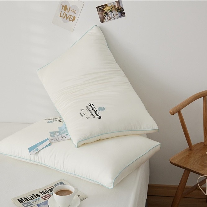 New Chinoiserie Water Lily Protein Lady Pillow Soft Protein Household Feather Velvet Slow Rebound Heat Transfer Pillow Customization