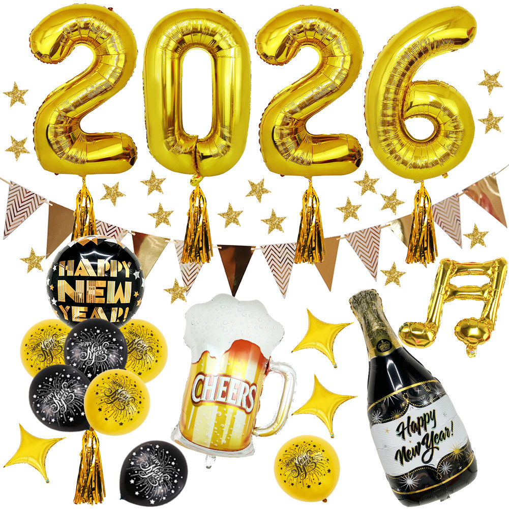 Año nuevo globo fiesta digital globo al por mayor festival diseño decoración escena Año Nuevo látex película de aluminio traje de globo