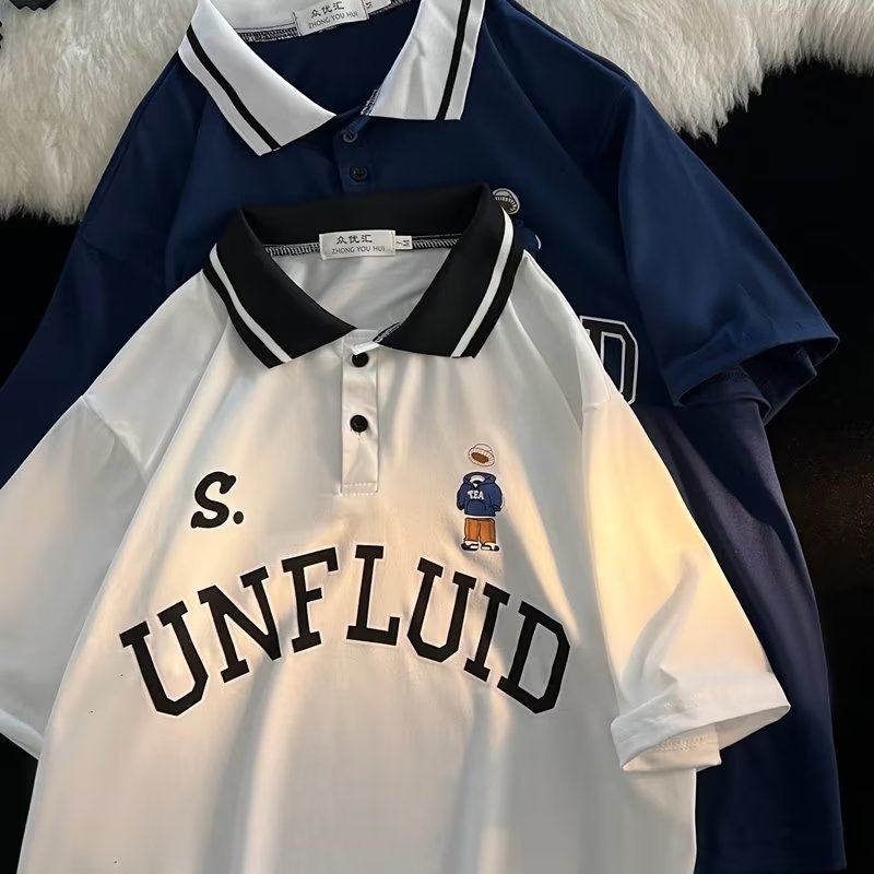 Camisa de polo americano camisa de verano de manga corta para hombre Ropa de moda japonesa de moda retro de alta calle suelta marca de moda superior