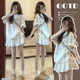 in stock Pregnant Women's New suit Cotton Printed Top Belly Cake Skirt Two-piece Set