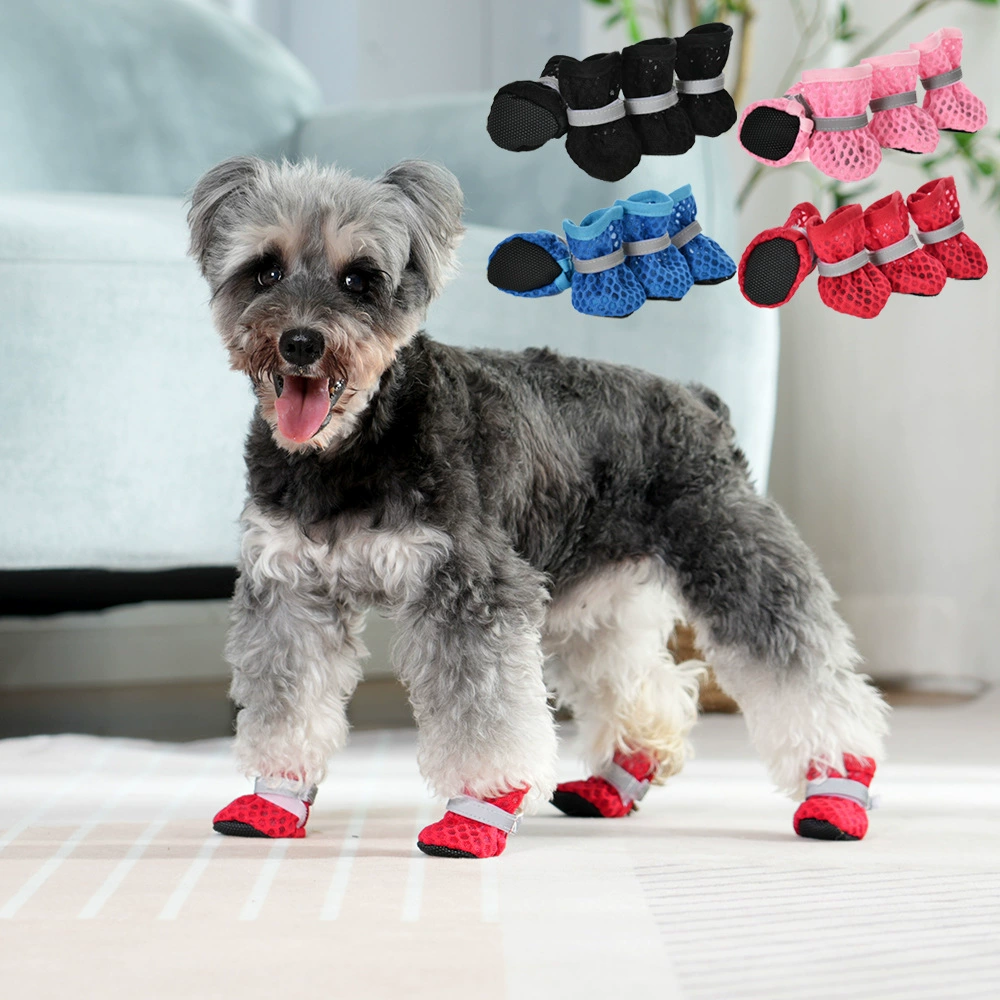 Новые трансграничные продукты Amazon Летние домашние собаки дышащие сетчатые сандалии светоотражающие нескользящие и утолщенные ботинки для собак