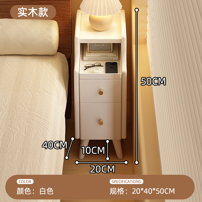 Super estrecha meseta de cabecera pequeña hendidura de madera sólida simple estante moderno mini lado varios sofá gabinete de almacenamiento