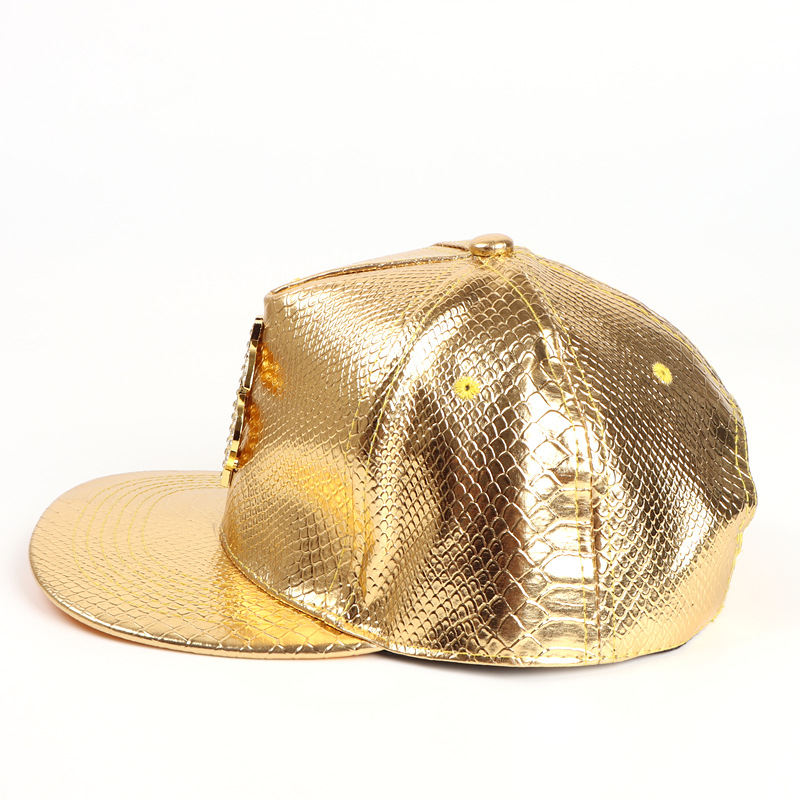 Casquette de baseball en cuir hip-hop à bord plat, à pois, diamant, crocodile, à motifs, pour hommes et femmes, tendance de rue_voghion.com