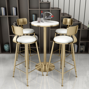 Nordic Creative Iron Bar Chair Small Round Table and Chair Bar and Chair High Stool Bar Chair and Stool Bar Table and Chair Combination Brocade