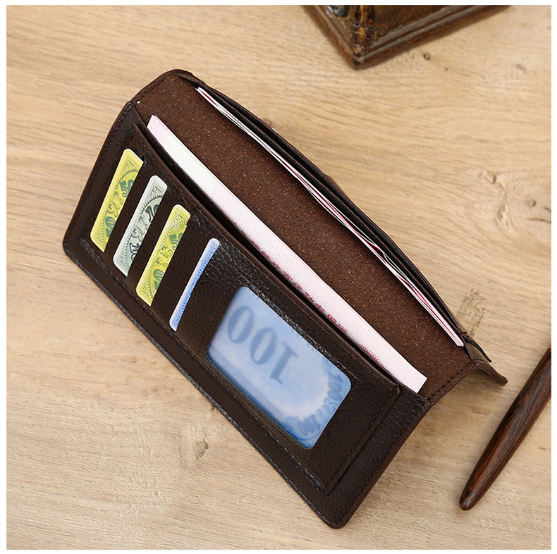 Men's Solid Color Pu Leather Open Long Wallets display picture 21