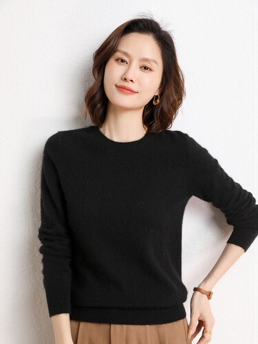 Winter and Spring New Cashmere Sweater for Women, Knit Crew Neck Long Sleeve Loose and Slimming Cardigan, Innerwear for Warmth
