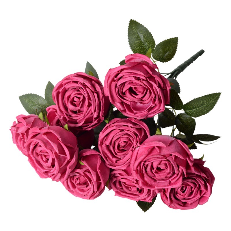 Flor artificial rosa roja naranja flor artificial Rosa flor artificial salón de bodas boda decoración del hogar flor artificial al por mayor