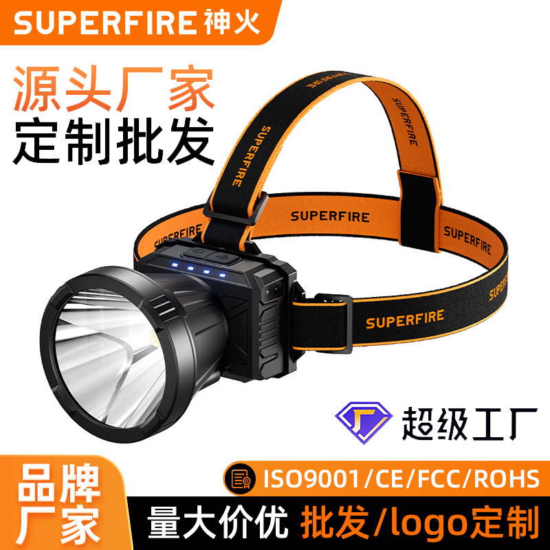 Lámpara de fuego fuerte luz remota inducción de luz montada en la cabeza led recargable al aire libre luz de emergencia al por mayor