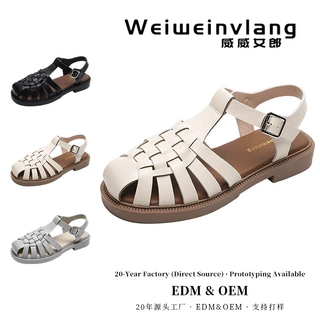 Custom women's shoes 定制罗马凉鞋女夏厚底复古包头凉鞋女827-1