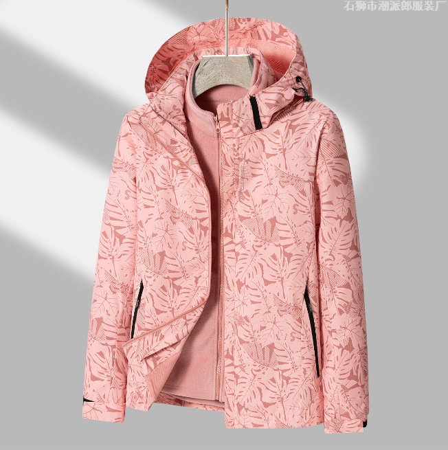 Otoño y invierno pareja de terciopelo grueso agitado chaqueta casual de terciopelo hombre y mujer cuello vertical chaqueta de terciopelo 3 en 1 chaqueta de asalto