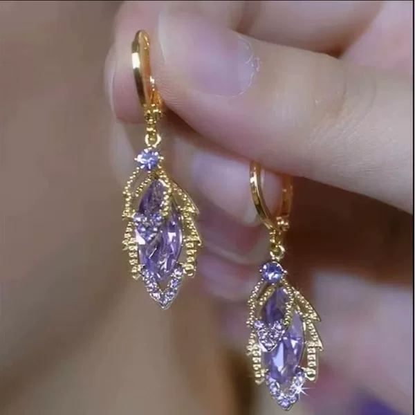 Exquisite Ultra-Shiny Crystal Double-Layer Full Diamond Hollow Leaf Earrings, Fashionable and Versatile Earrings That Slim the Face