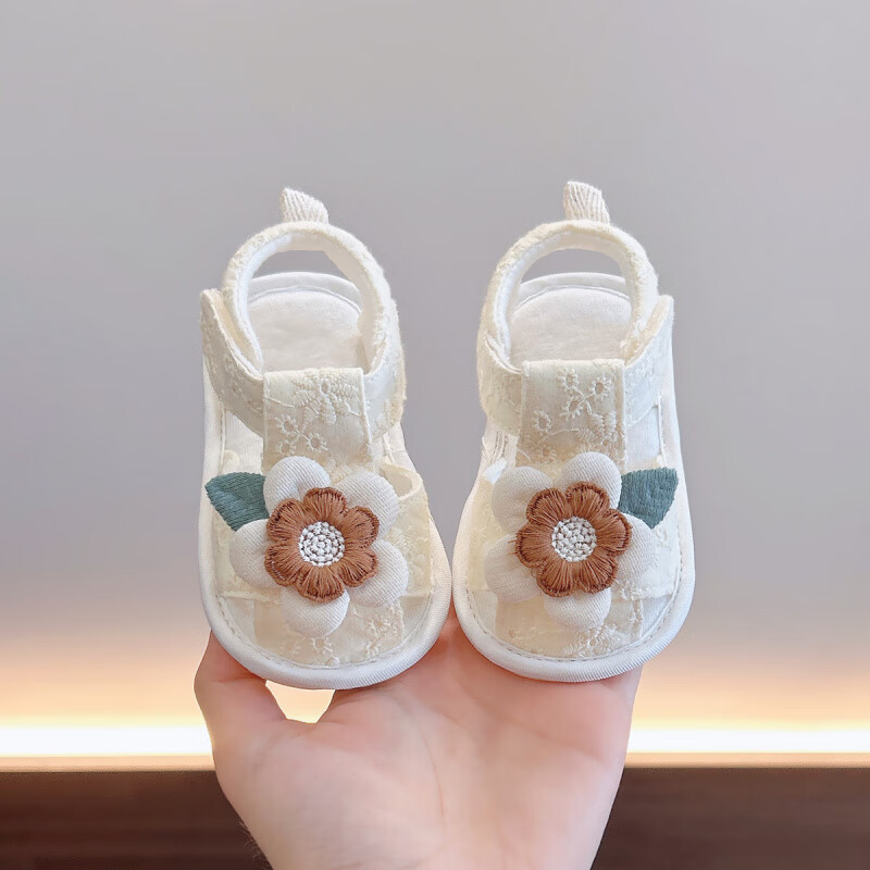 Baby Summer Breathable Sandals for Girls, Princess Style Toddler Shoes, 6-8-12 Months, Soft Sole Anti-Falling Shoes, One Year Old